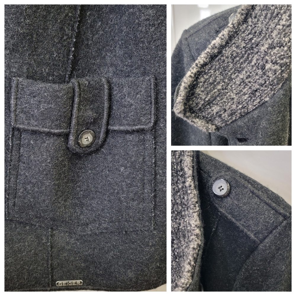 Geiger Austria Grey Boiled Wool Jacket Mock Neck Button Coat Women’s EU 40 US M - Picture 14 of 17